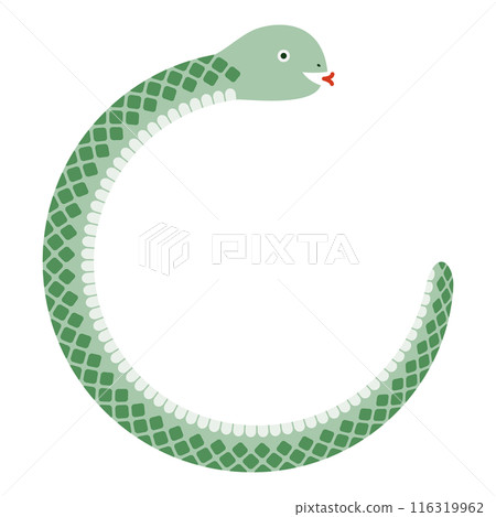 Green snake circular frame illustration Green snake circular frame illustration 116319962