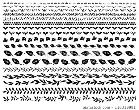 手繪風格植物剪影的線條集 116319991