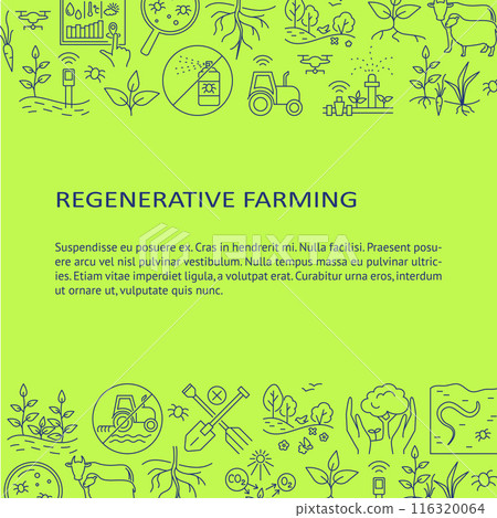 Regenerative farming banner in line style 116320064
