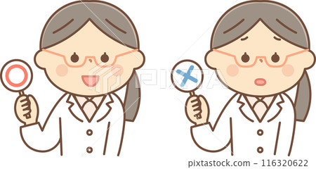 有圓和發怒標記的女性醫生 116320622
