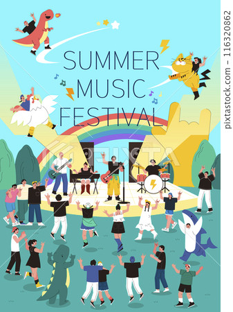 Summer Rock Festival Illustration of people who are having fun Summer Rock Festival Illustration of people who are having fun 116320862