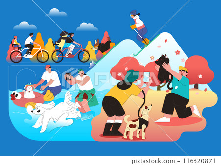 People who enjoy pets and autumnal life 116320871