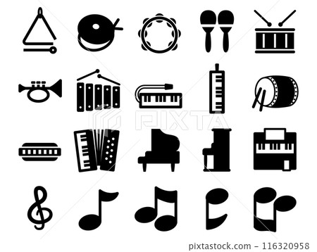 兒童樂器圖示集_黑色實心 兒童樂器圖示集_黑色實心 116320958