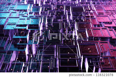 Abstract cube construction, 3d rendering. 116321078