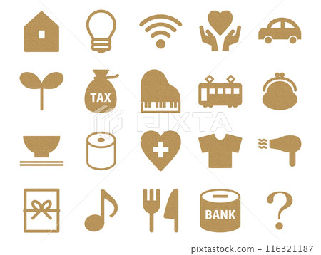 Set of household accounting icons_cork pattern Set of household accounting icons_cork pattern 116321187