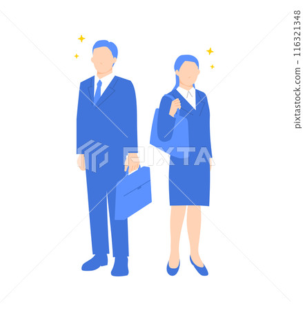 Illustration of new graduates wearing recruitment suits during job hunting Illustration of new graduates wearing recruitment suits during job hunting 116321348