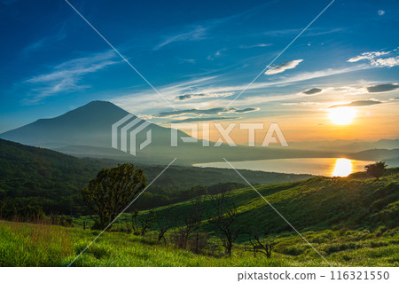 [山梨縣]從山中湖和三國嶺欣賞雨季晴天的富士山夜景 116321550