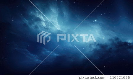 Ethereal cosmic nebula with stars in shades of blue background 116321656