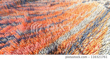 High density pixel cubes landscape, 3d rendering. High density pixel cubes landscape, 3d rendering. 116321761