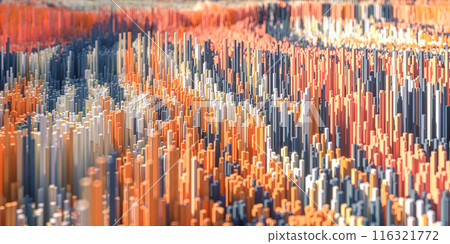 High density pixel cubes landscape, 3d rendering. High density pixel cubes landscape, 3d rendering. 116321772