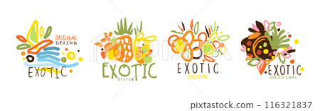 Exotic Original Design Label and Logo Vector Set 116321837
