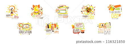 Happy Teachers Day Labels and Badges Original Design Vector Set Happy Teachers Day Labels and Badges Original Design Vector Set 116321850