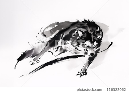 Wolf ink painting 116322062