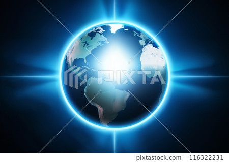 Earth planet against the background of blue glow and space 116322231