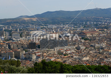 Marseille aerial panoramic view. Marseille is the second largest city of France. 116322653