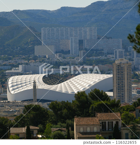 Marseille, France - June 2024 - Aerial view of Marseille city and The Stade Velodrome Marseille, France - June 2024 - Aerial view of Marseille city and The Stade Velodrome 116322655