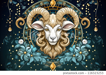 Capricorn horoscope fantasy sign with galaxy stars background 116323253