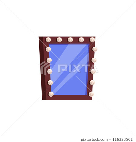Vector illustration of a makeup mirror with light on an isolated background. 116323501