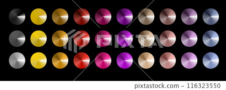 Metal gradient. Multi colored radial gradient set. Collection of shiny foil in rainbow colors palette. Vector Metal gradient. Multi colored radial gradient set. Collection of shiny foil in rainbow colors palette. Vector 116323550