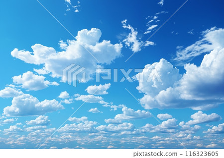 beautiful blue sky with white cumulus clouds for abstract background 116323605