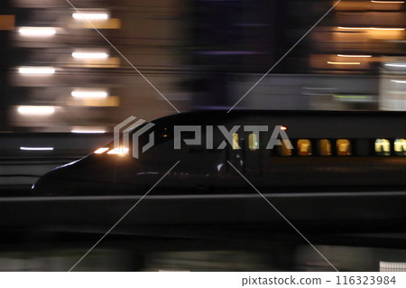 Sanyo Shinkansen 700 series late at night: Hikari Railstar train Sanyo Shinkansen 700 series late at night: Hikari Railstar train 116323984