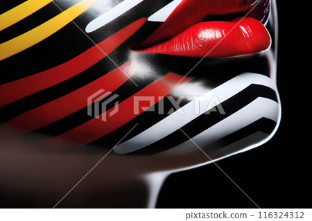 portrait of a woman with decorative and artistic makeup on her face 116324312