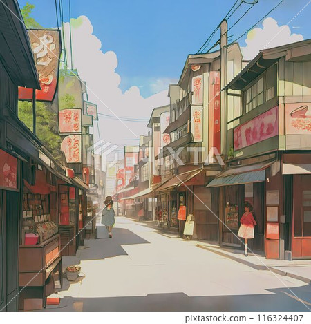 昭和風格的街景 復古街景圖像 動漫風格 鄉村 當地商店 購物街 60 年代/70 年代 AI 世代 昭和風格的街景 復古街景圖像 動漫風格 鄉村 當地商店 購物街 60 年代/70 年代 AI 世代 116324407