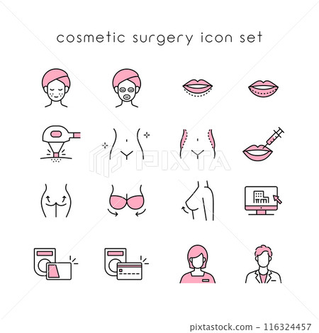 Cosmetic surgery icon set Cosmetic surgery icon set 116324457