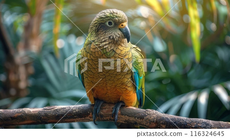 New Zealand Kea sits on a branch New Zealand Kea sits on a branch 116324645