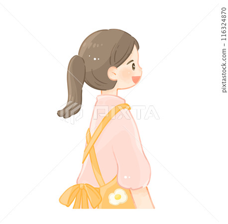 女托兒所老師從後面斜視，輪廓，圍裙 116324870