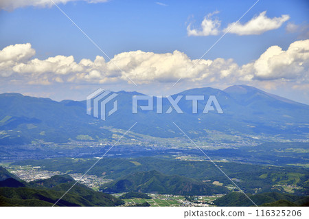 View of Mount Asama from Utsukushigahara Plateau (with Takeishi and Maruko below) (Ueda City, Nagano Prefecture) [July 2024] 116325206