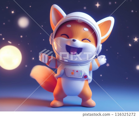 Cartoon character in spacesuit. Space and universe. Isolated 3d illustration on white background.  116325272
