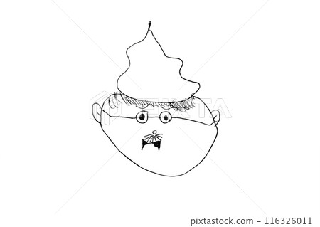 孩子的畫作描繪了一位慈祥的父親或祖父。彷彿孩子的感情被傳達了 孩子的畫作描繪了一位慈祥的父親或祖父。彷彿孩子的感情被傳達了 116326011