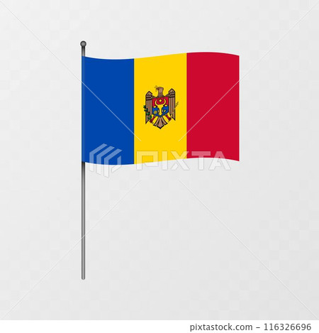 Moldova flag on flagpole. Vector illustration. 116326696