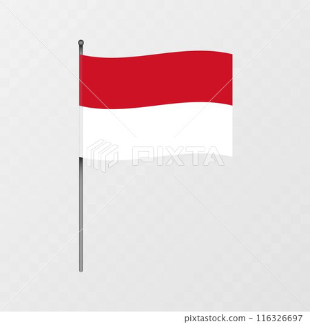 Monaco flag on flagpole. Vector illustration. 116326697