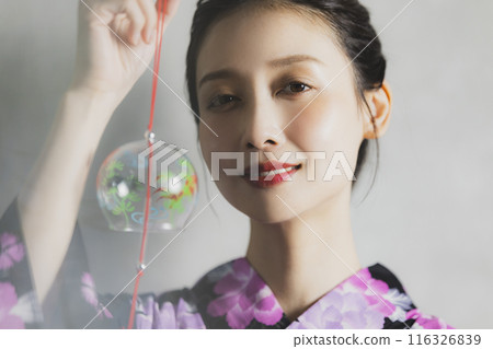 Woman in black yukata Woman in black yukata 116326839