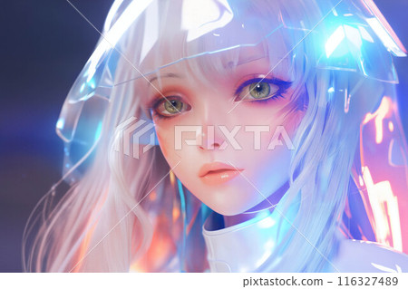 Portrait of young girl, in style of anime illustration 116327489