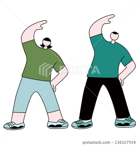 男性和女性做體操的向量線圖 男性和女性做體操的向量線圖 116327559