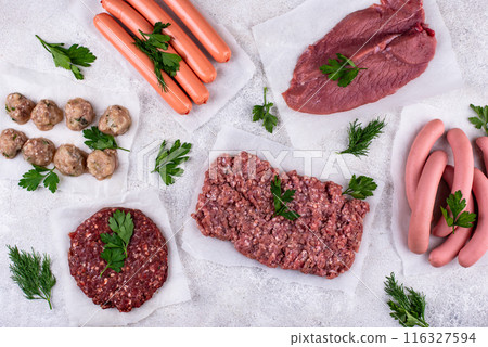 Assortment of different meat product 116327594
