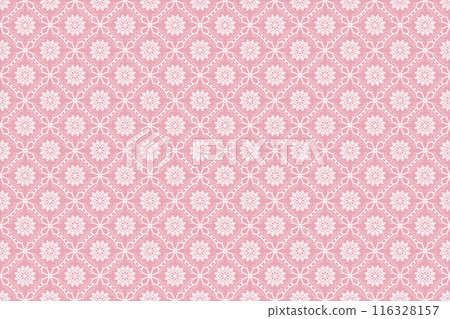 White lace seamless pattern, pink background illustration White lace seamless pattern, pink background illustration 116328157