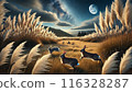 The moon, silver grass and rabbits 116328287