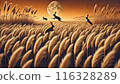 The moon, silver grass and rabbits 116328289