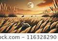 The moon, silver grass and rabbits 116328290