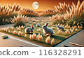 The moon, silver grass and rabbits 116328291