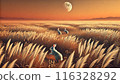 The moon, silver grass and rabbits 116328292