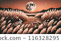 The moon, silver grass and rabbits 116328295