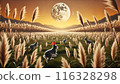 The moon, silver grass and rabbits 116328298
