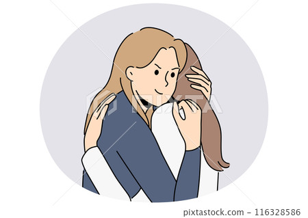 False friendship between two women hugging and conceived insidious plan in secret from friend 116328586