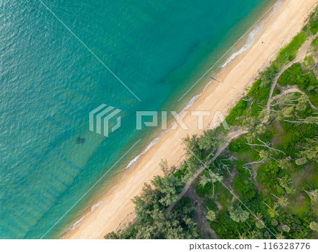 Amazing seascape view seashore and waves crashing on rocks,Aerial view beautiful sea in Phuket island Thailand 116328776