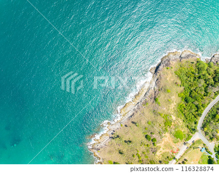 Amazing seascape view seashore and waves crashing on rocks,Aerial view beautiful sea in Phuket island Thailand Amazing seascape view seashore and waves crashing on rocks,Aerial view beautiful sea in Phuket island Thailand 116328874